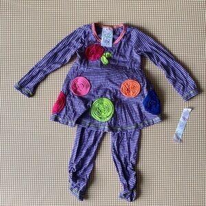 Boutique Freckles & Kitty stretchy bright girl set. Size 3T. NWT